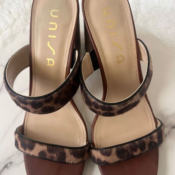 Unisa Yaara 2 Leopard Strappy Block Heel Sandals SZ 9M Chic Cute Party Summer - Picture 7 of 8